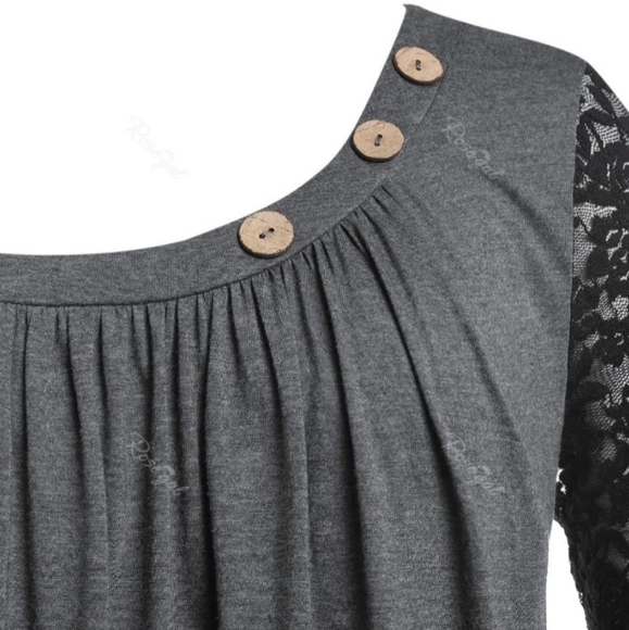 4/$80 Gray With Black Lace Tunic - Size 4X (US22) - Picture 5 of 10